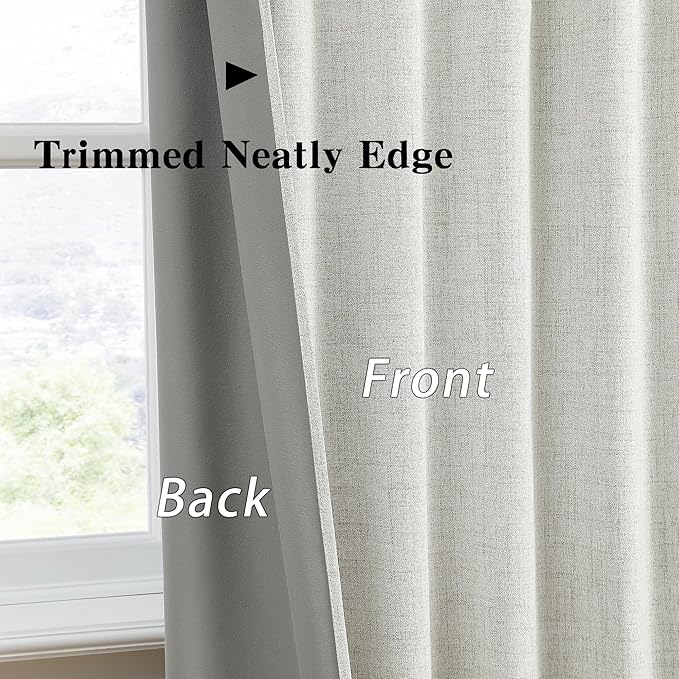 RAIN CITY Natural Blackout Door Curtains for Doorway 2 Panels Set,Back Tab Rod Pocket Curtains 80 Inches Long, Linen Burlap Textured Room Darkening Curtains for Bedroom Nursery 2 Panels 50x80