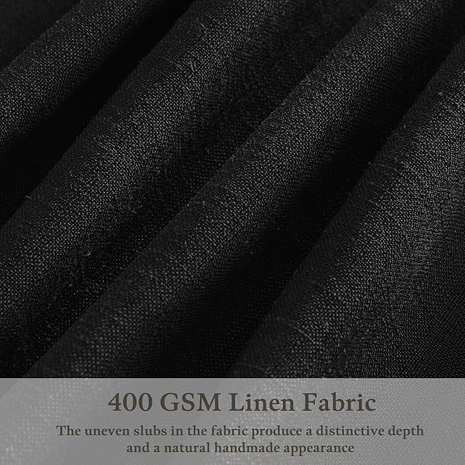 Black 90 Inches Pleated Linen Semi Sheer Memory Trained Curtains - Image 3