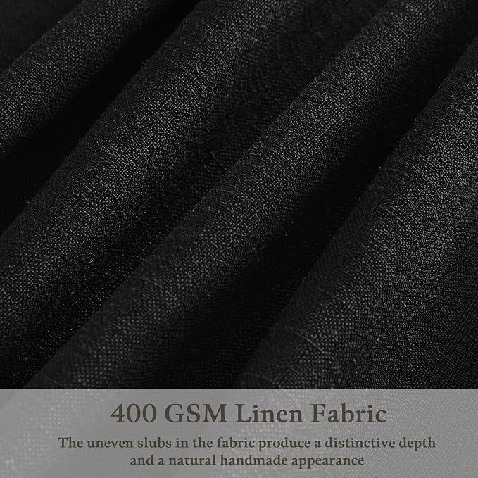 Black Pinch Pleat Linen Blend Semi Sheer Curtains - Image 3