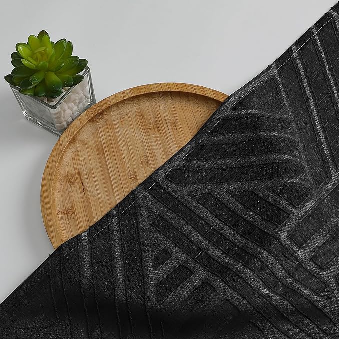 Simplebrand Semi Sheer Black Curtains 78 Inch Length 2 Panels, Geometric - Image 7