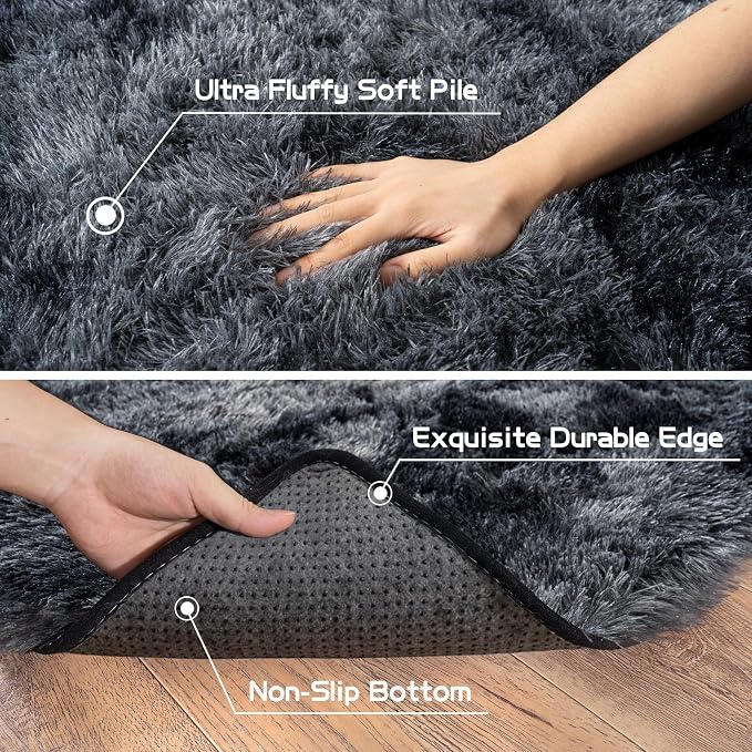 Pionblank Fluffy Small Rug for Bedroom 2x3 Feet, Shag Soft Area Rug, Modern - Image 5