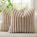 decorUhome Fall Faux Fur Throw Pillow Covers 18x18 Set of 2 Khaki Brown | by decorUhome