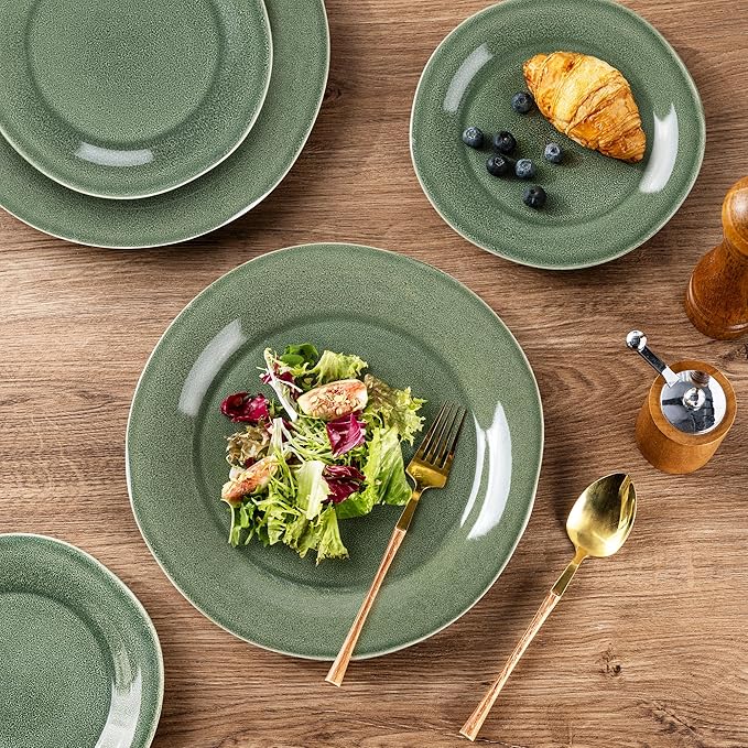 AmorArc Ceramic Dinnerware Sets, Handmade Stoneware Reactive Glaze Plates and Bowls Set, Scratch Resistant | Dishwasher & Microwave Safe Dishes Set, Service for 4 (12pc)