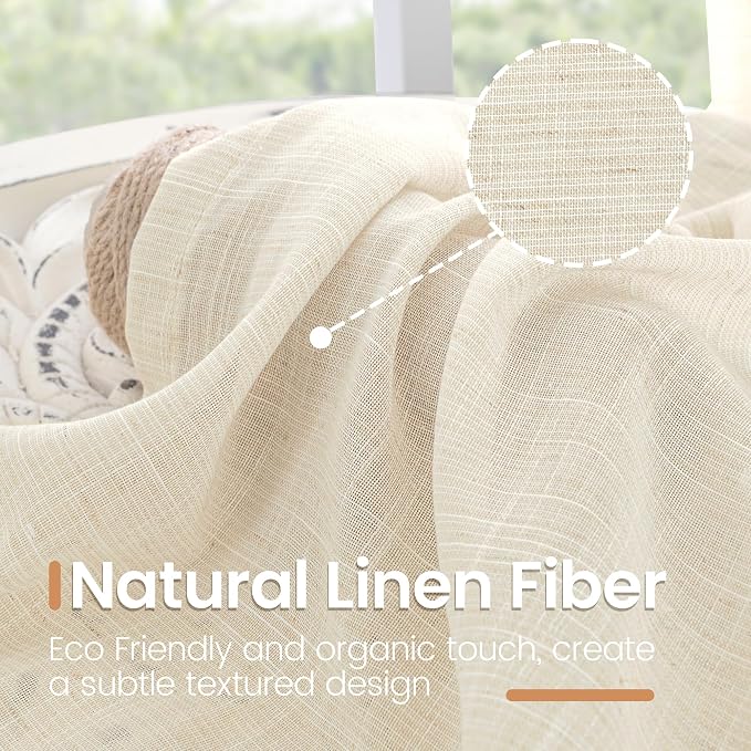 BGment Beige Linen Curtains 80 Inches Long - Image 3