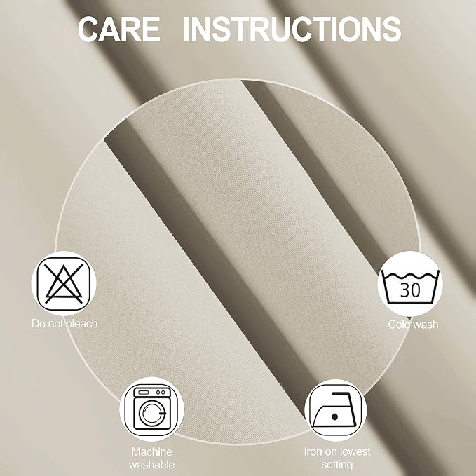 Light Beige Blackout Curtains 40 x 63 Inch Length/Set of 2 Curtain - Image 4