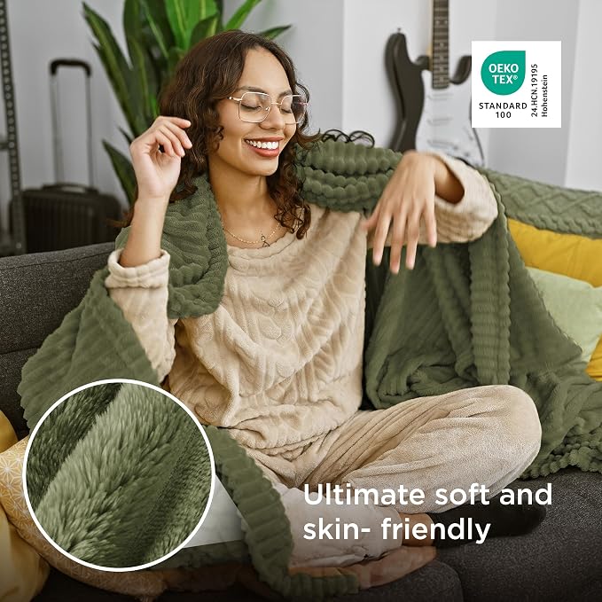 Bedsure Soft Twin XL Blanket for Bed Dorm Moss 66"x90" | Birthday Gifts for - Image 4