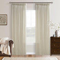 Farmhouse Linen Semi Sheer Pinch Pleated Curtains Warm Ivory 90 Inches Long | by Twodrapes