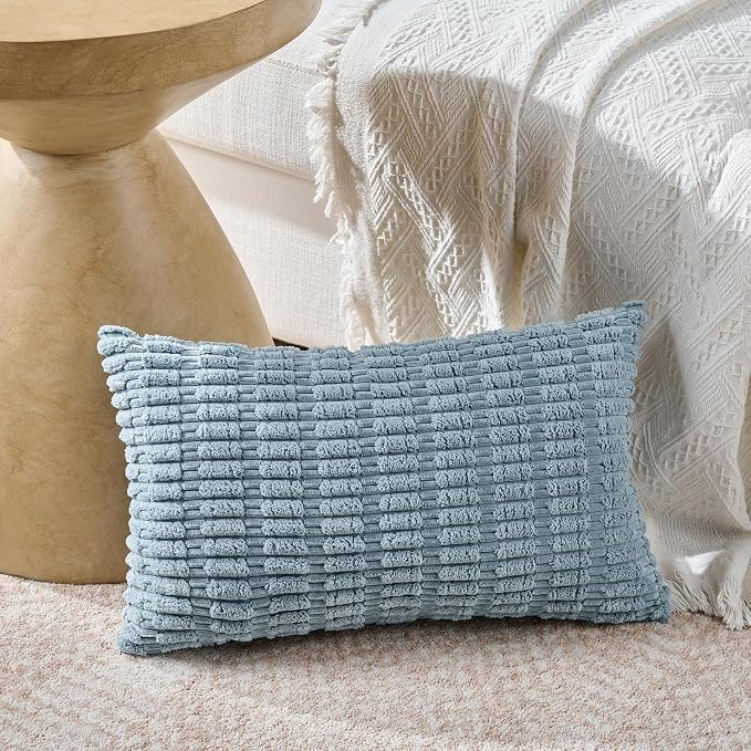 Fancy Homi Set of 4 Blue Lumbar Rectangle Decorative Throw Pillow Covers 12x20 - Image 2