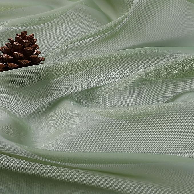Sheer Sage Green Curtains 108 Inches Long 2 Panels Set, 59 Inch Extra Wide - Image 5