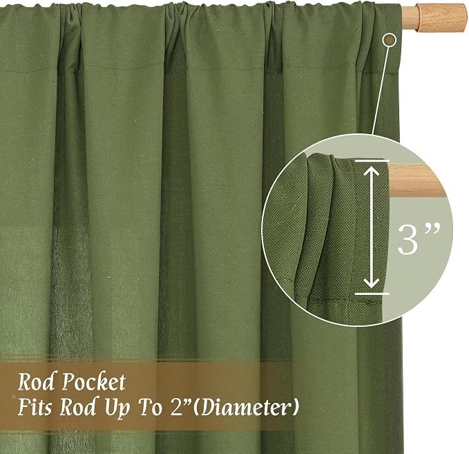 LAMIT Linen Curtains 45 Inch Length 2 Panels Set - Image 3