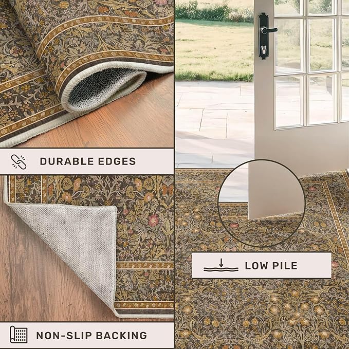 Vintage Floral Brown 3x5 Area Rugs - Image 4