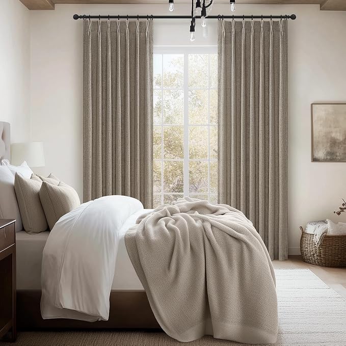 Dark Flax Semi Sheer Living Room 100 Inches Curtains 2 Panels Set, Luxury - Image 7