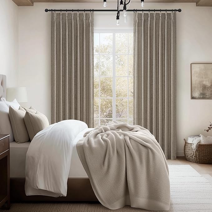 Pinch Pleated Farmhouse Burlap 90 Inch Curtains - Image 7