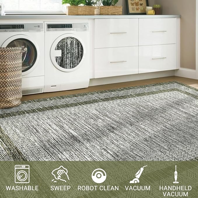 GarveeHome Modern Geometric Area Rug 4x6 Distressed Bordered Washable Non Slip - Image 8