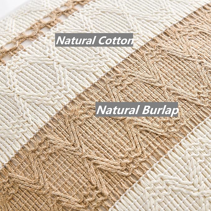Fancy Homi Set of 1 Boho Neutral Long Lumbar Decorative Throw Pillow Cover - Image 4