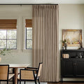 Light Filtering Flax Linen Pleat Living Room Curtains Latte 108 Inch Length | by Twodrapes