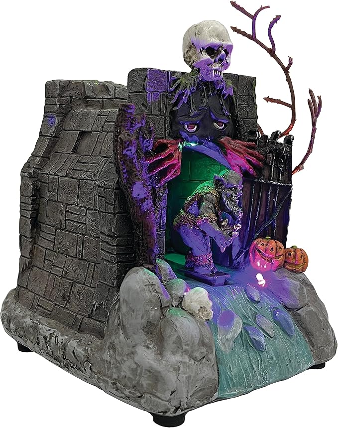 Animated Drainpipe Ghoul Halloween Figurine | Spooky Town Collection Accessories with Multi-Color LED, Motion and Sound for Halloween Decorations | 8.66 Inch