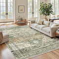 Soalmost 6x9 Area Rug for Living Room Washable Rugs Non-Slip Olive Beige | by Soalmost