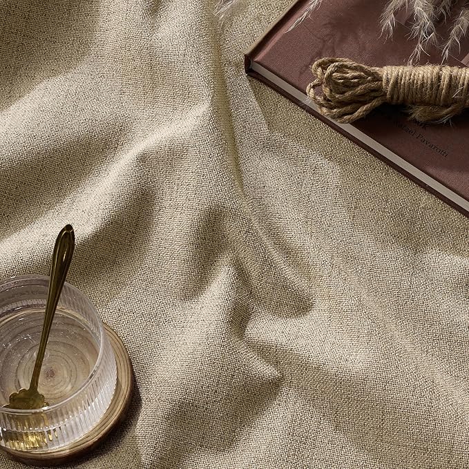 RYB HOME Burlap 100% Blackout Linen Curtains - Image 8