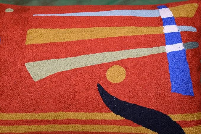 Lumbar Kandinsky Orange Abstract Pillow Cover Elements Modern Throw Pillowcase Chair Cushion Contemporary Pillowsham Accent Farmhouse Couch Hand Embroidered Wool Size 14x20
