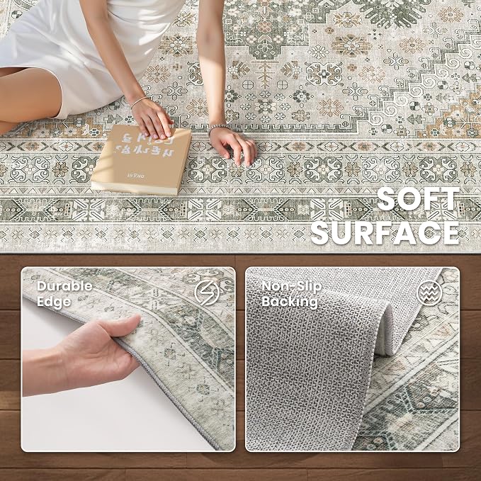 5x7 Area Rugs for Living Room, Large Washable Rug, Dining Room, Low Pile - Image 6