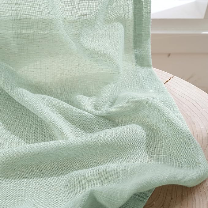 BGment Sage Green Linen Semi Sheer Curtains - Image 8