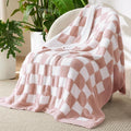 Bedsure GentleSoft Pink Checkered Throw Blanket by BEDSURE