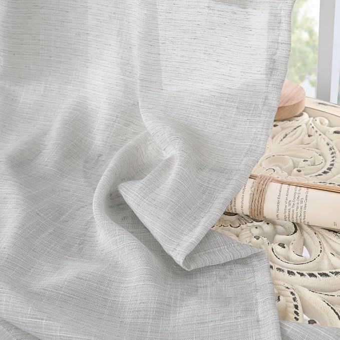 BGment Light Grey Linen Sheer Curtains - Image 7