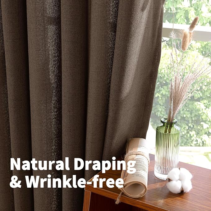 YoungsTex Brown Linen Curtains 68 Inch Length - Image 5