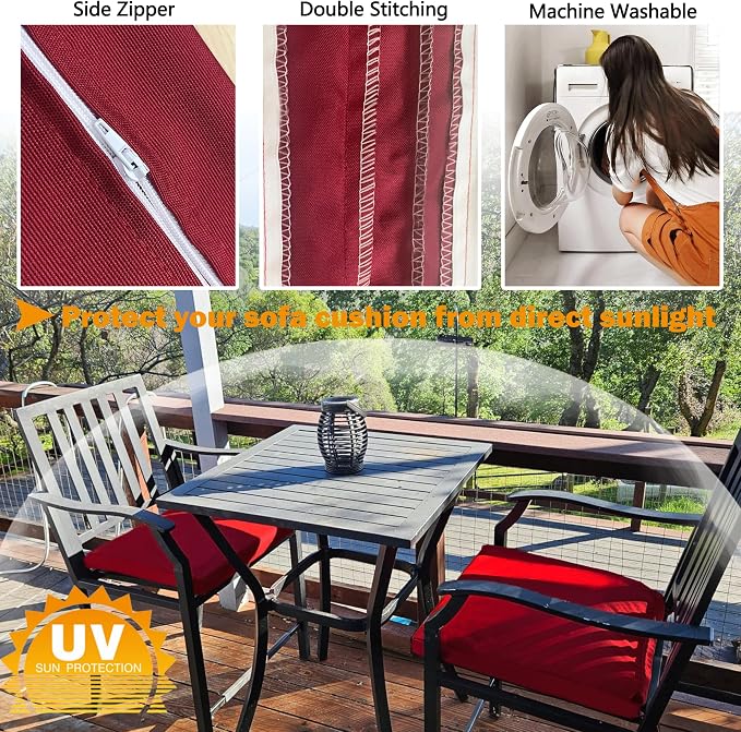 Sqodok Outdoor Cushion Covers 22x22 inch, Wicker Chair - Image 4