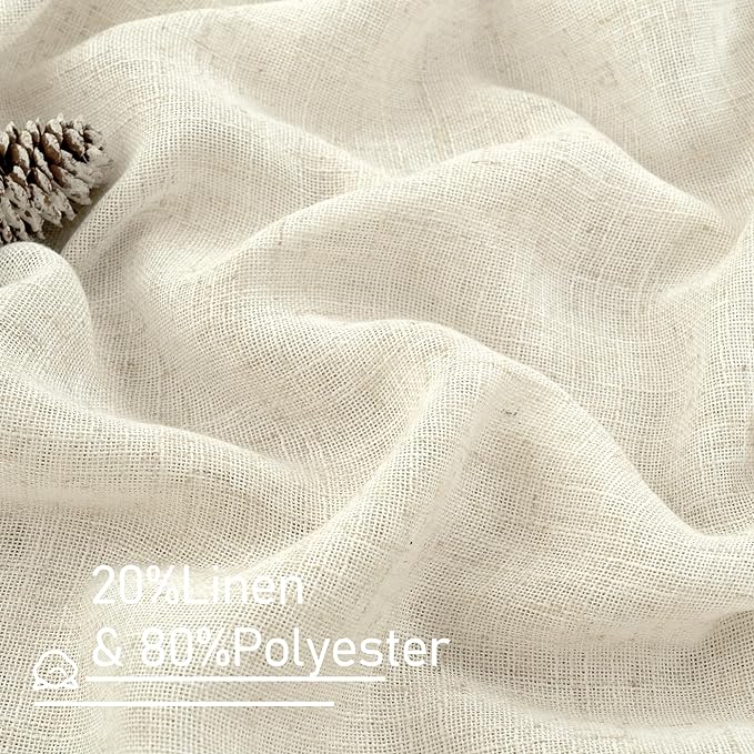 LAMIT Ivory 90 Inches Long Linen Sheer Curtains - Image 3