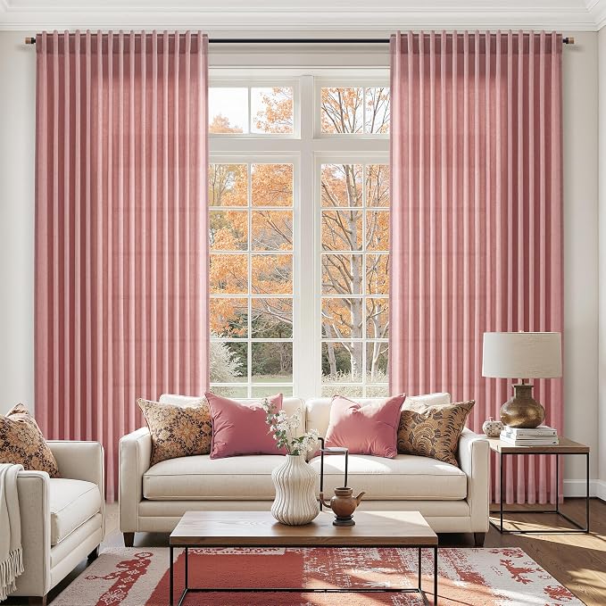 Canyon Rose Linen Curtains 132 Inch Length - Image 6