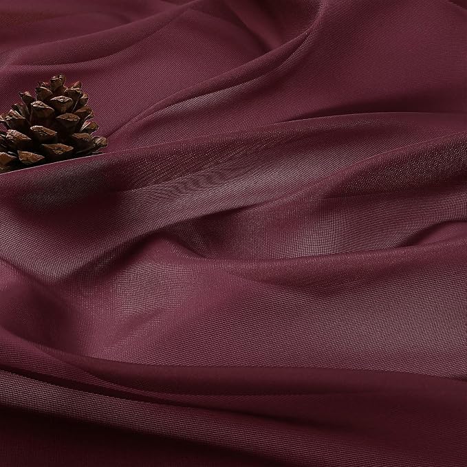 Wine Sheer Curtains 108 Inches Long 2 Panels Set, 59 Inch Extra Wide - Image 5
