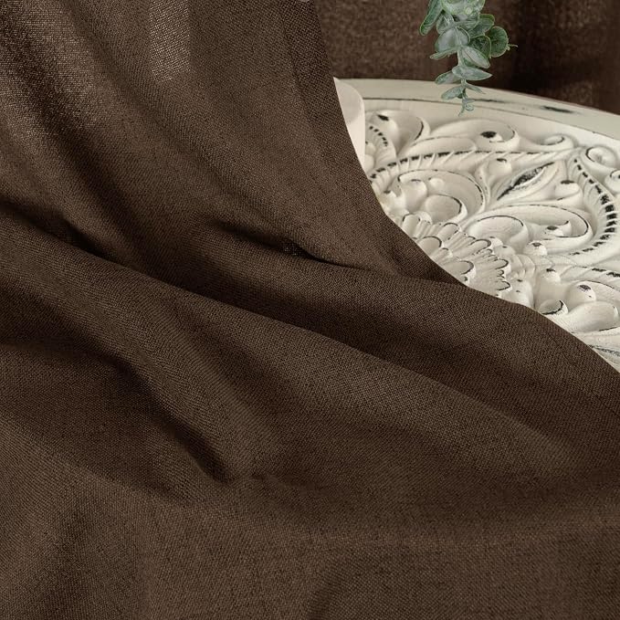 YoungsTex Brown Linen Curtains 63 Inches Length - Image 9