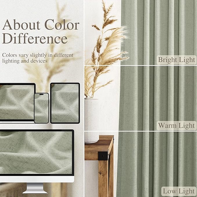 Sage Green Kitchen Cafe Curtains 45 Inch Length 2 Panel Set Back Tab Rod Pocket - Image 4