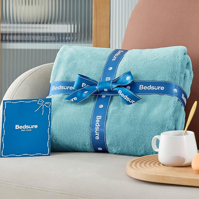 Bedsure GentleSoft Fleece Blankets Twin Size River Blue - Image 7