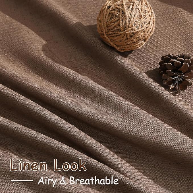 Caramel Brown Linen Curtains for Living Room Extra Long 144 Inches Long Back - Image 4