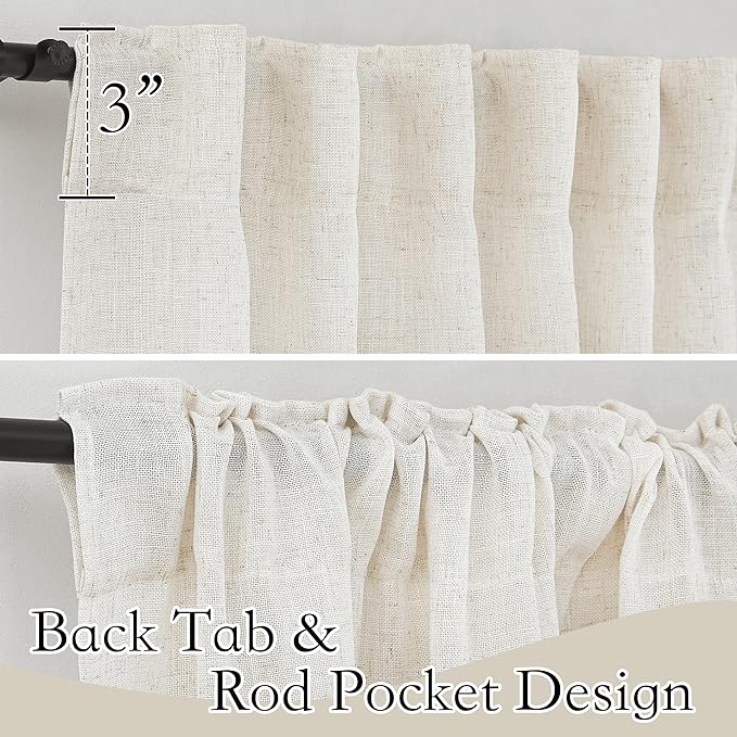 RYB HOME Farmhouse Boho Linen Sheer Curtains 90 inches Long - Image 2