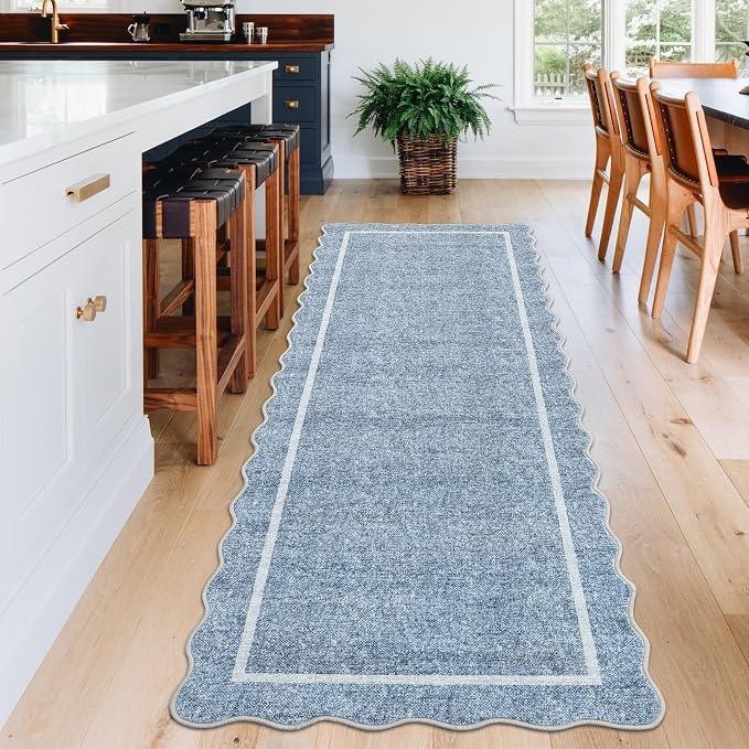 GarveeHome Scalloped Washable Kitchen Runner Rug 2x8 Non Slip, Non Slip Boho - Image 2