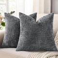 decorUhome Dark Grey Chenille Throw Pillow Covers 20x20 Set of 2 Textured Soft by decorUhome