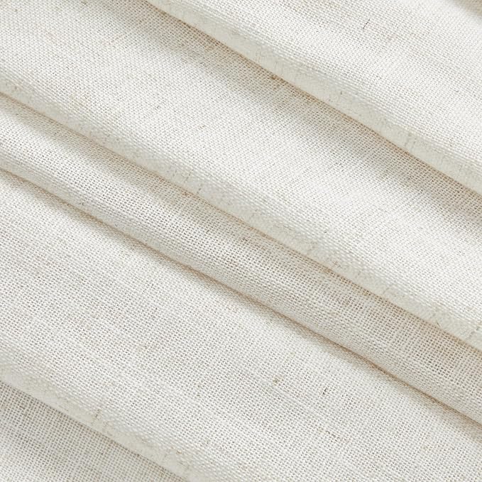 MYSKY HOME Linen Curtains for Sliding Glass Door, Back Tab Semi Sheer Curtain - Image 6