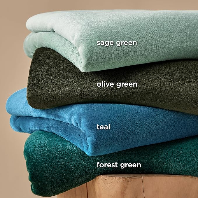 Bedsure Fleece Blanket Queen Blanket Olive Green - Image 4