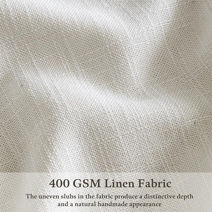 Ivory Linen Pinch Pleated Semi Sheer Curtains W50xL72 2 Panels | 72 Inch Pleat - Image 3