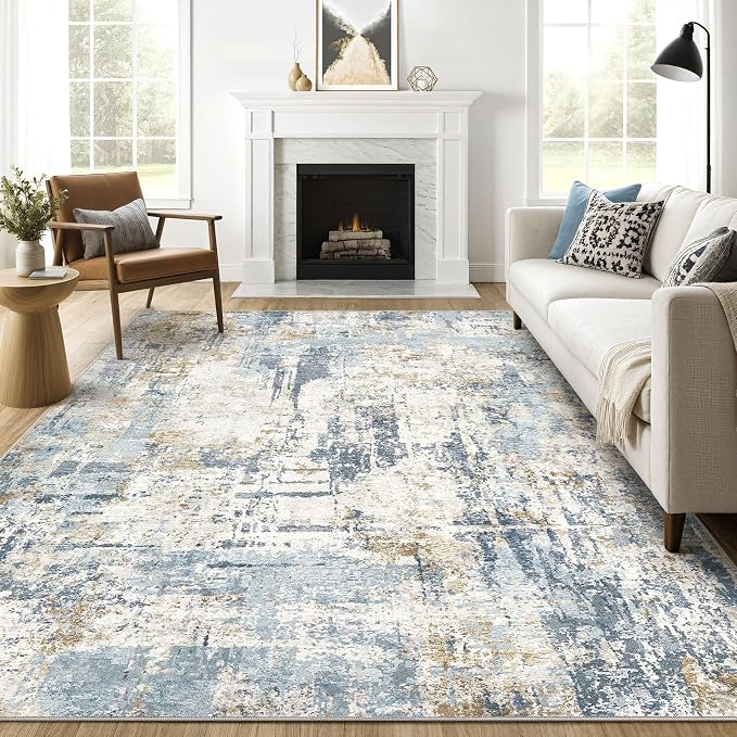 LOONGRUG 7x9 Area Rug Washable Large Neutral Modern Living Room Rugs | Abstract by LOONGRUG
