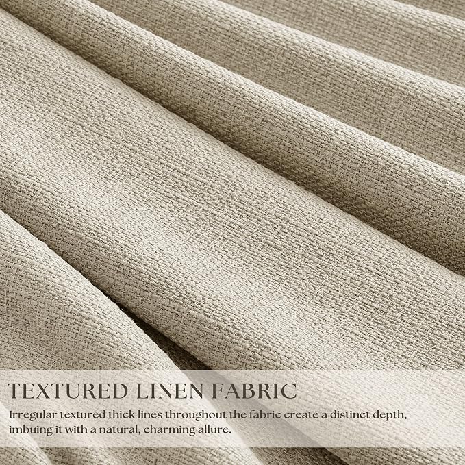Oatmeal Beige 70 Inch Extra Wide 100% Blackout Curtain 84 Inches Long | Pinch - Image 3