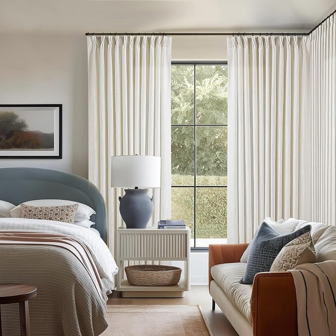 102 Inch Long Linen Curtains Extra Wide 70 Inch Width Natural | Pinch Pleated - Image 7