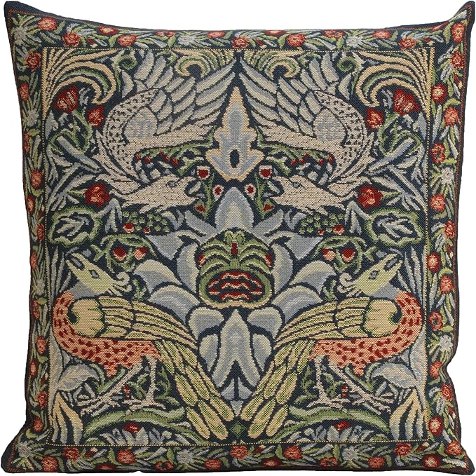 Charlotte Home Furnishings Throw Pillow Covers 16x16 in, Blue Peacock Decorative Couch Pillow Cover, Boho Decor European Tapestry Cushion Cases, Living Room Cozy Home Decor, Jacquard Woven Soft Cotton