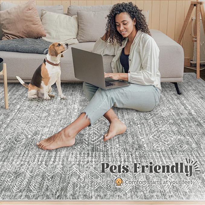 2x8 Washable Runner Rug: Moroccan Geometric Boho Rug Farmhouse Non Slip Stain - Image 5