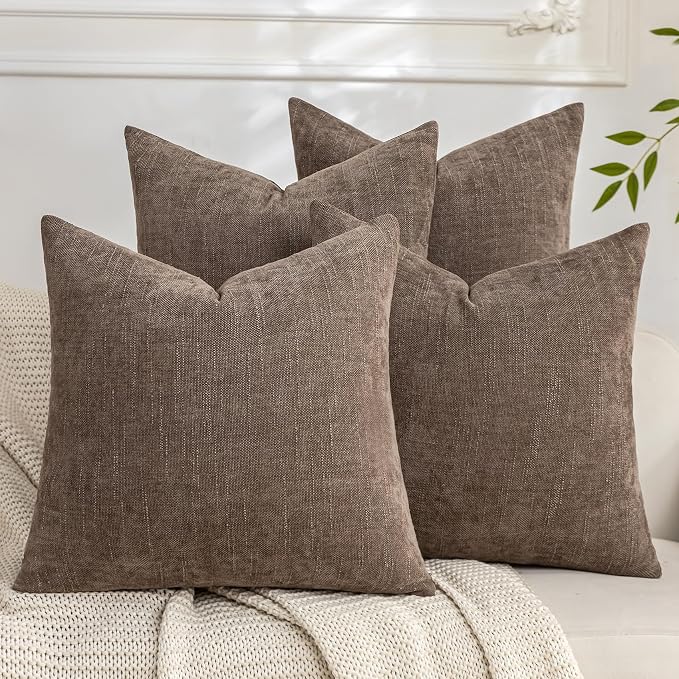 Set of 4 Soft Textured Decorative Throw Pillow Covers 22x22 Inch Cozy Farmhouse by Cozoomy