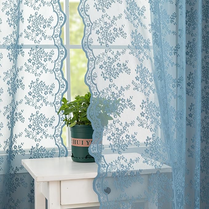 YJ YANJUN Vintage Lace Curtains 63 Inch Length by YJYANJUN